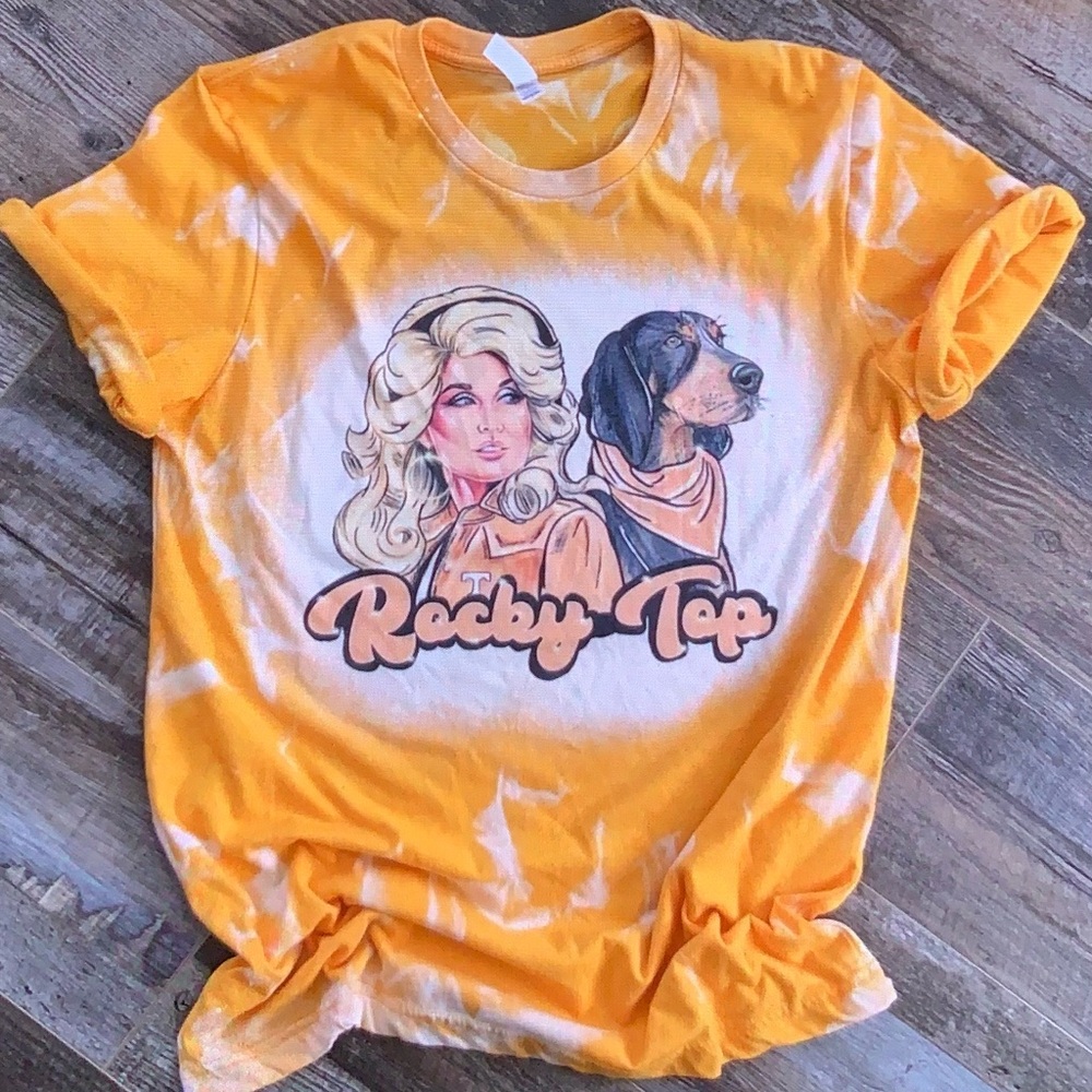 Rocky Top Heather Orange Gildan Tie-Dye Graphic Tshirt Small-2X